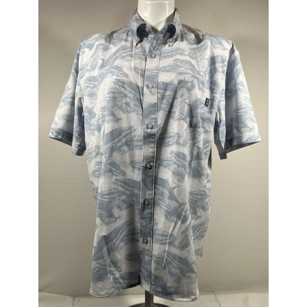 Huk‎ Fishing Shirt Mens Medium Performance Vented Button Up Outdoor